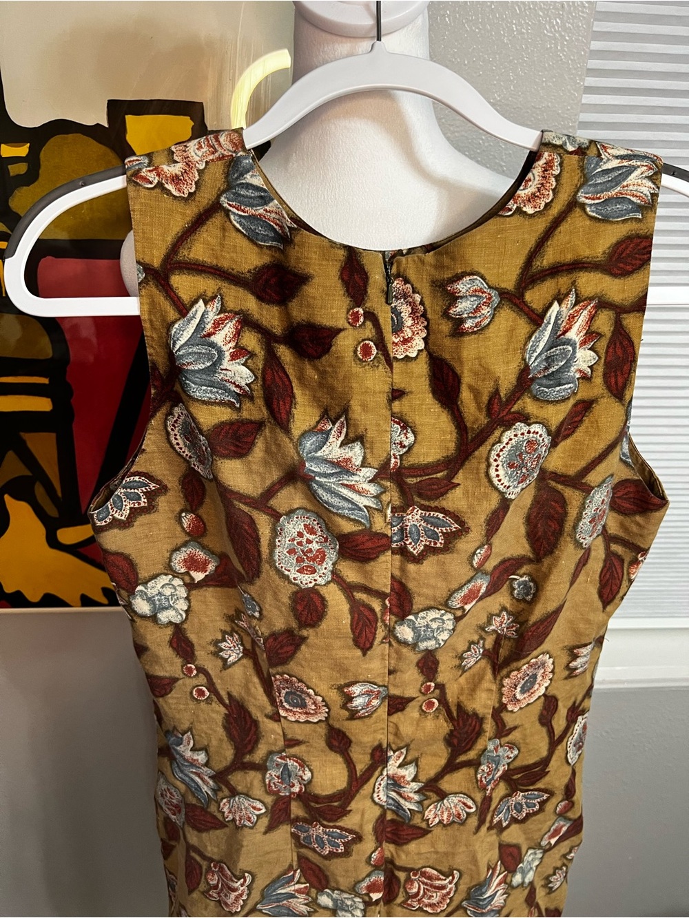 vintage neiman marcus exclusive Linen Brown Floral Sleeveless Dress Medium - Picture 6 of 12